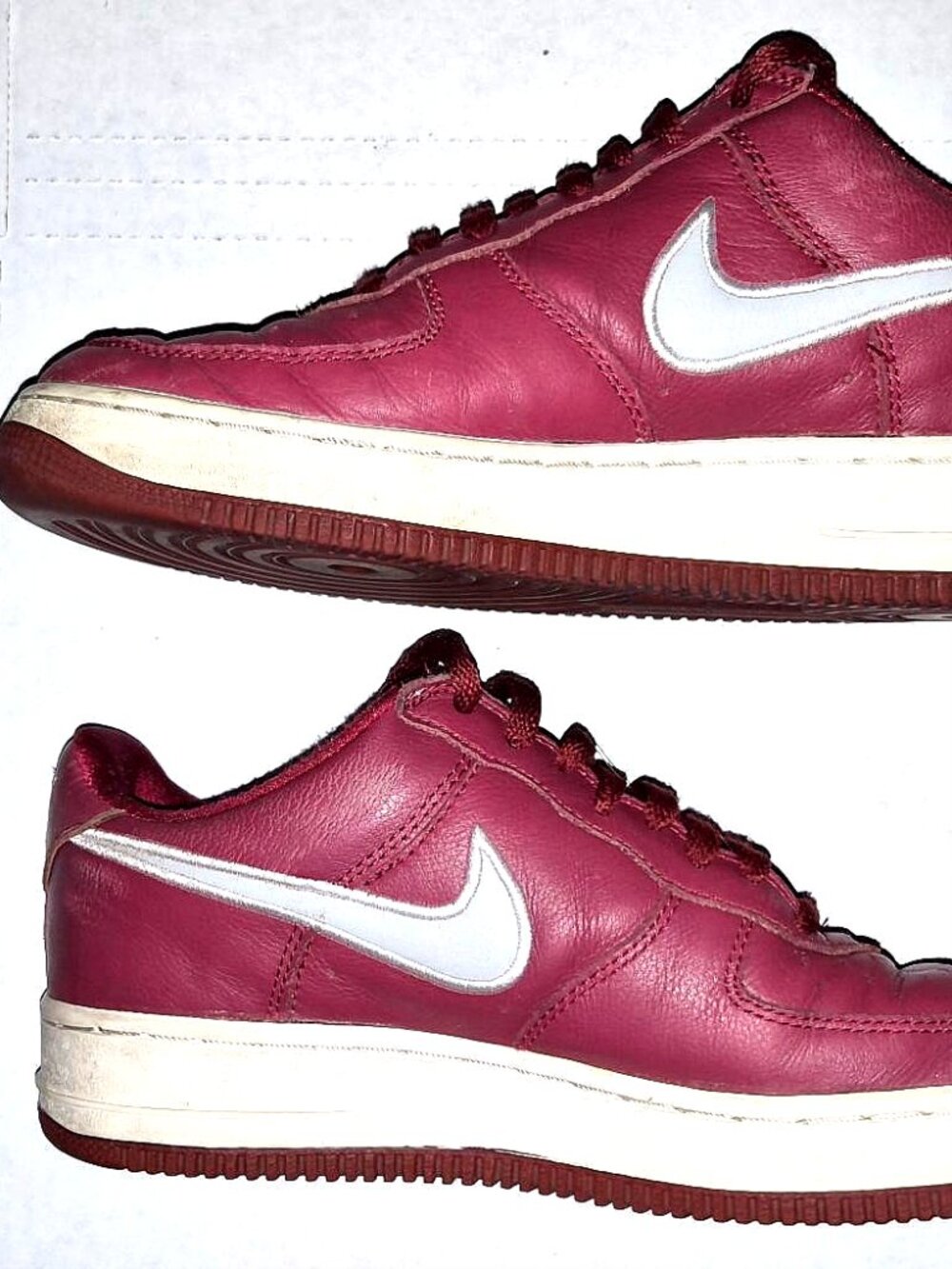 NIKE JORDAN AIR FORCE 1 RED WITH SILVER SWOOSH WHITE MIDSOLE MEN'S SIZE 9.5M AF1